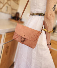 Load image into Gallery viewer, Mauve Pink Embossed Small Crossbody Messenger Bag
