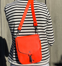 Load image into Gallery viewer, Neon Orange Flap Crossbody Bag
