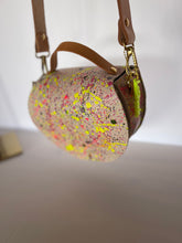 Load image into Gallery viewer, Splatter Leather Round Flap Shoulder Bag
