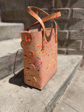 Load image into Gallery viewer, Neon Splatter Veg Tan Open Top Crossbody Tote
