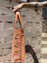 Load image into Gallery viewer, Neon Splatter Veg Tan Open Top Crossbody Tote
