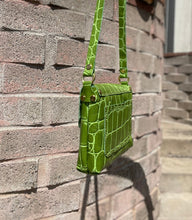 Load image into Gallery viewer, Green Jumbo Croc Embossed  Leather Small Crossbody Flap Messenger Bag
