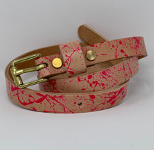 Load image into Gallery viewer, Le Belt 3/4&quot; Classic Leather Belt - Le Splat Neon BB Pink Edition
