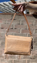 Load image into Gallery viewer, Natural Veg Tan Reptile Embossed Small Crossbody Messenger Bag
