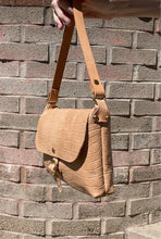 Load image into Gallery viewer, Natural Veg Tan Reptile Embossed Small Crossbody Messenger Bag
