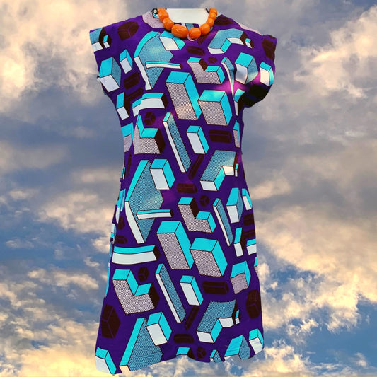 The Sunny Summer Sunday Dress - Purple Blocks