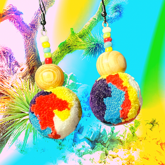 Primary Pom Pom Earrings