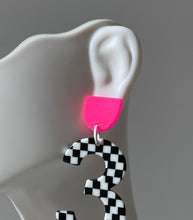 Load image into Gallery viewer, Fantastic Plastic Custom Jumbo Clear Neon Pink Rollerskate Charm Earrings - Your Choice of Post!
