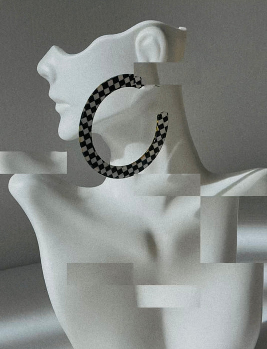 Fantastic Plastic Jumbo Checkerboard Hoop Earrings