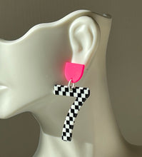 Load image into Gallery viewer, Year-rings - checkerboard number earrings
